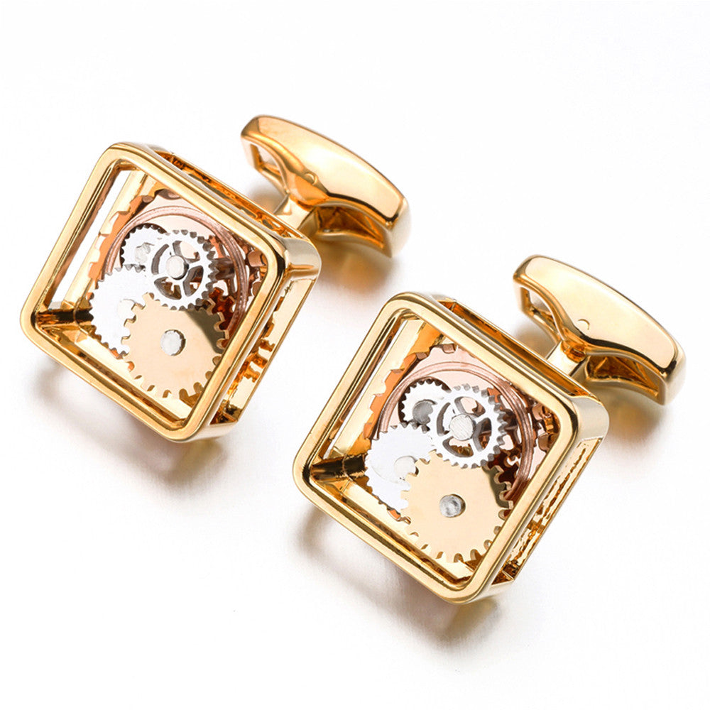 Square Gear Cufflinks Men's Movement Buttons Image