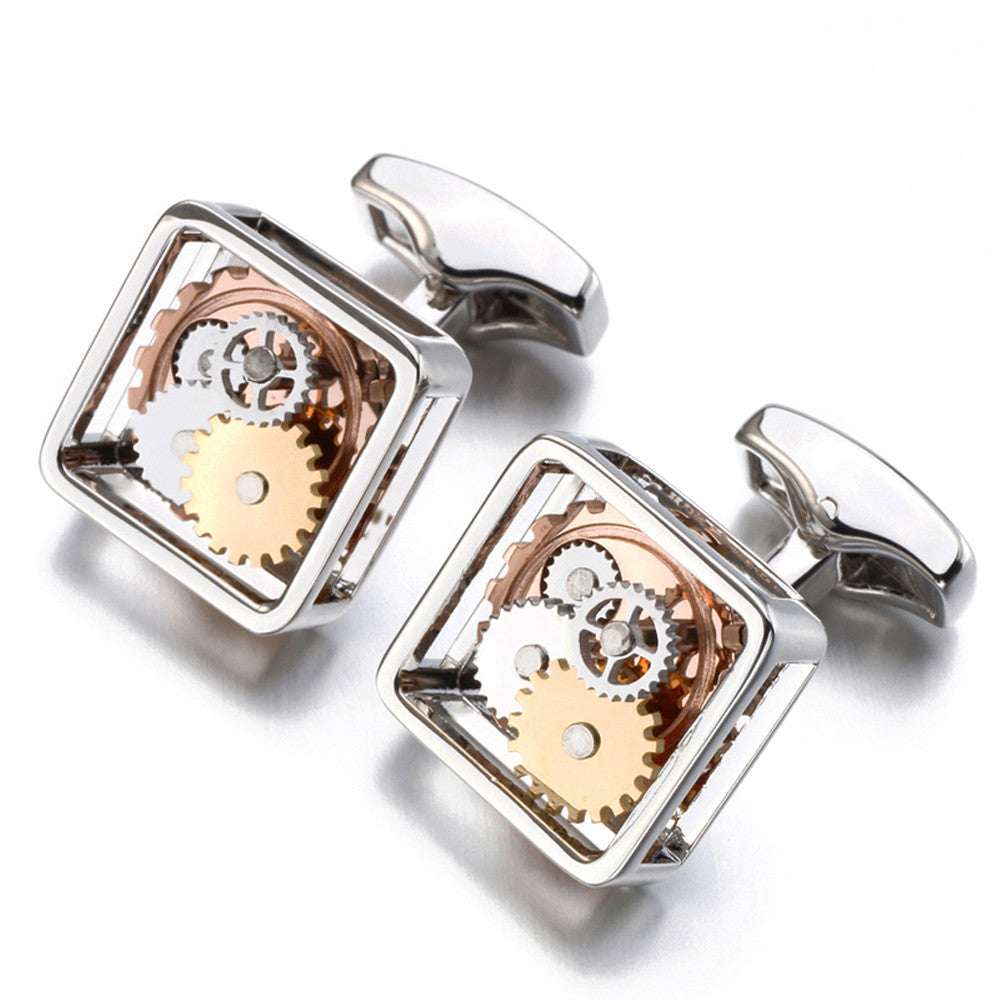 Square Gear Cufflinks Men's Movement Buttons Image