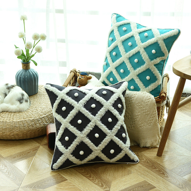 Creative Home Ball Pillow Tufted Moroccan Pillow Elegant Cushion Pillow Case Image