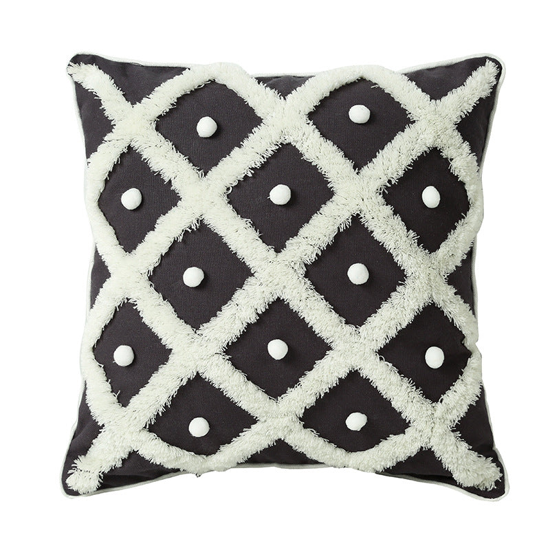 Creative Home Ball Pillow Tufted Moroccan Pillow Elegant Cushion Pillow Case Image