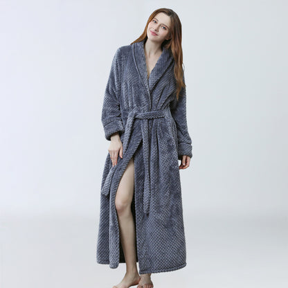 Thick waist velvet bathrobe