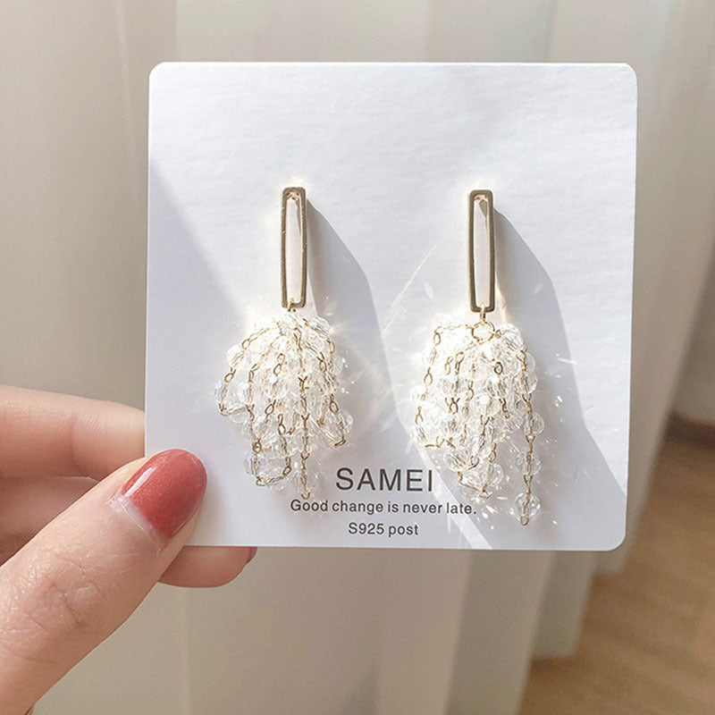 Crystal Tassel Grape Earrings Female Niche High-end Earrings Earrings