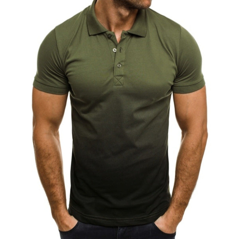 Slim-fit Gradient Print Short-sleeved Lapel Shirt Men's POLO Shirt Image