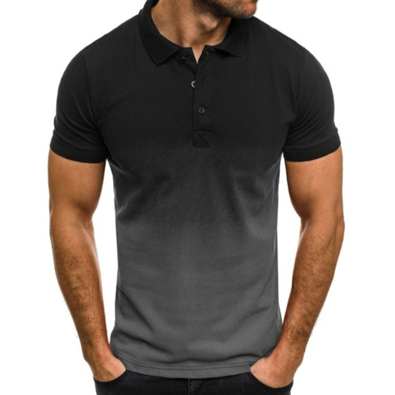 Slim-fit Gradient Print Short-sleeved Lapel Shirt Men's POLO Shirt Image