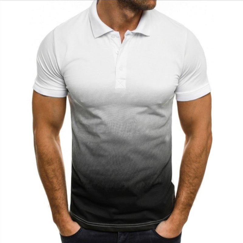 Slim-fit Gradient Print Short-sleeved Lapel Shirt Men's POLO Shirt Image