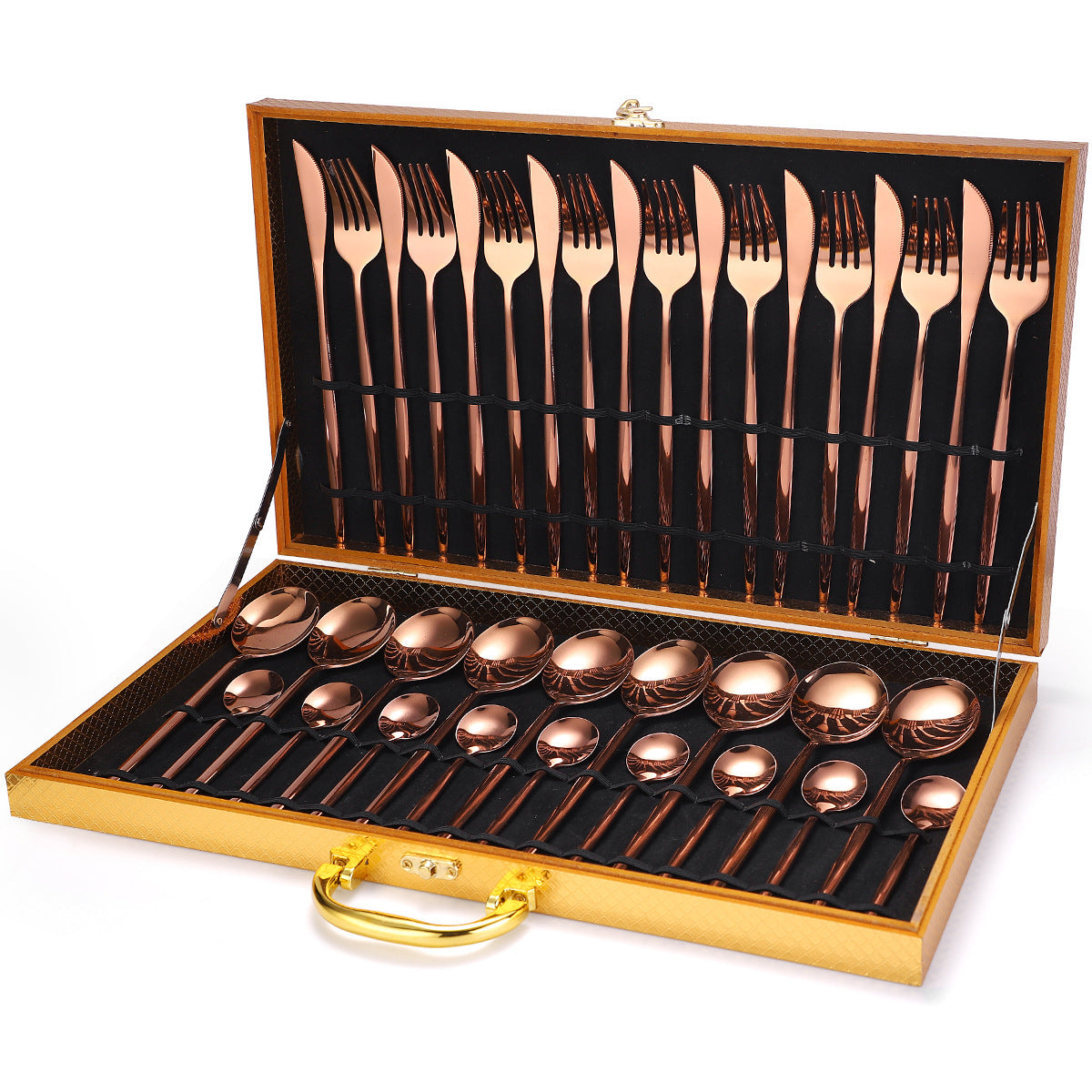 36-piece Stainless Steel Tableware Wooden Box Gift Box Set Image