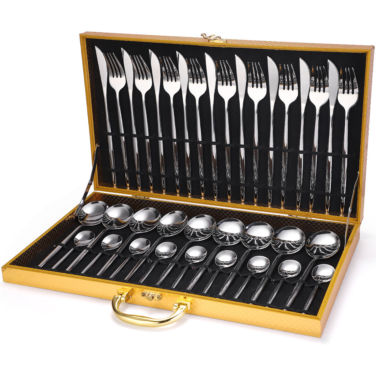 36-piece Stainless Steel Tableware Wooden Box Gift Box Set Image