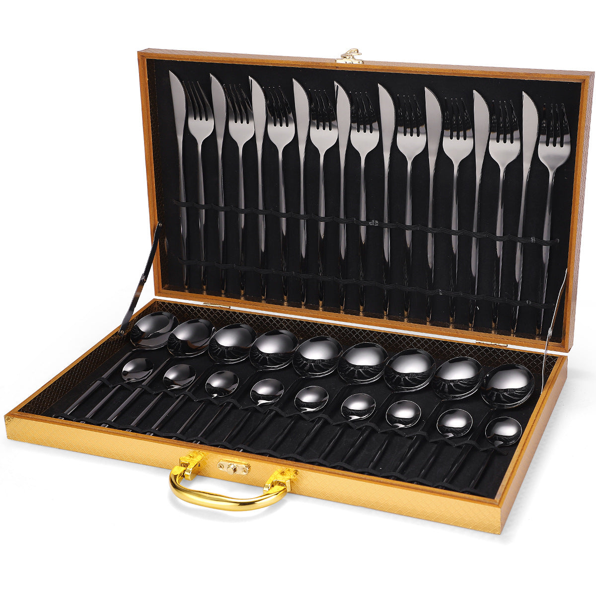 36-piece Stainless Steel Tableware Wooden Box Gift Box Set Image