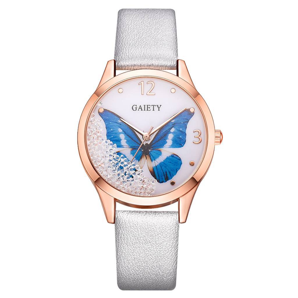 Gaiety Brand Women Watches Luxury Removable Rhinestone Butterfly Watches Ladies Leather Dress Ladies Wrist Watches Female Clock Image