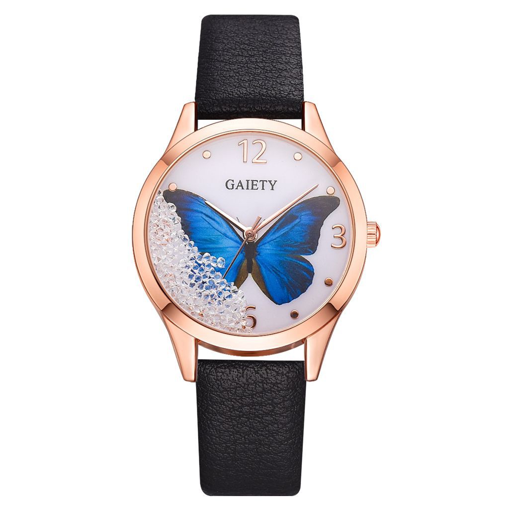 Gaiety Brand Women Watches Luxury Removable Rhinestone Butterfly Watches Ladies Leather Dress Ladies Wrist Watches Female Clock Image