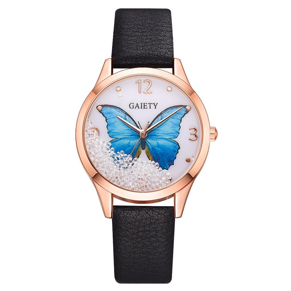 Gaiety Brand Women Watches Luxury Removable Rhinestone Butterfly Watches Ladies Leather Dress Ladies Wrist Watches Female Clock Image