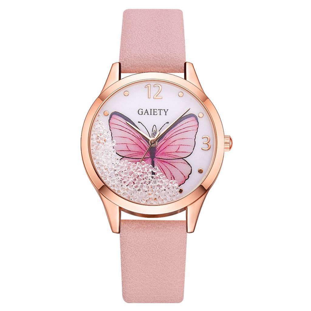 Gaiety Brand Women Watches Luxury Removable Rhinestone Butterfly Watches Ladies Leather Dress Ladies Wrist Watches Female Clock Image