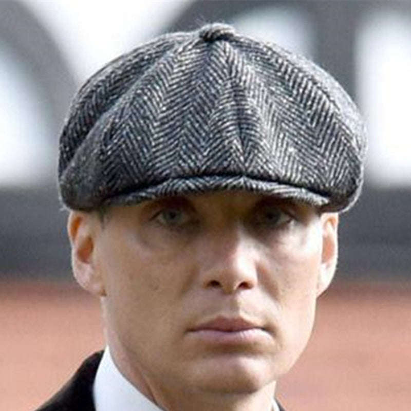 Wool Newsboy Caps Men Herringbone Flat Caps Gatsby Image