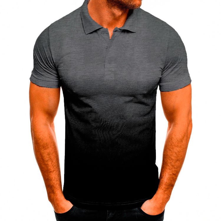 Slim-fit Gradient Print Short-sleeved Lapel Shirt Men's POLO Shirt Image