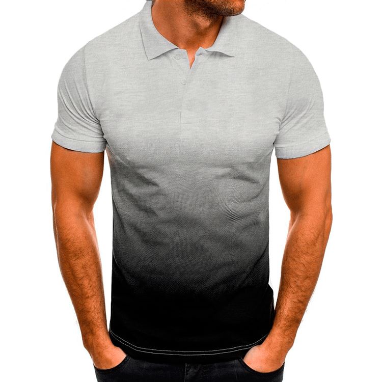 Slim-fit Gradient Print Short-sleeved Lapel Shirt Men's POLO Shirt Image