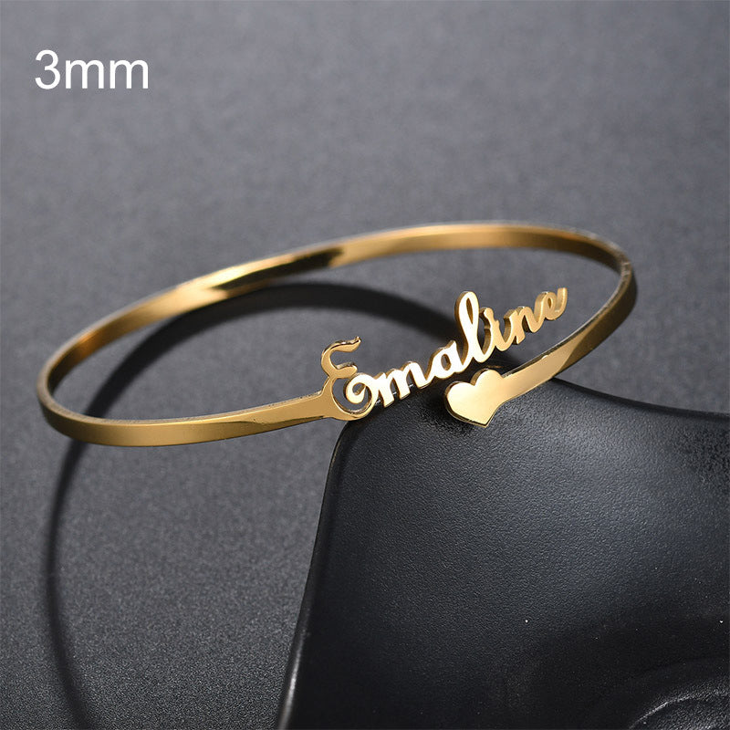 Customized Name Bracelet Personalized Custom Bangles Stainless Steel Jewelry Image