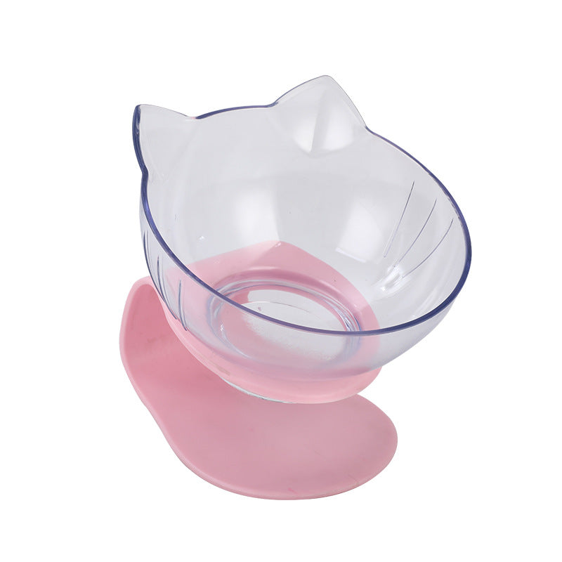 New Inclined Food Cat Ear Oblique Mouth Transparent Single Pet Bowl Image