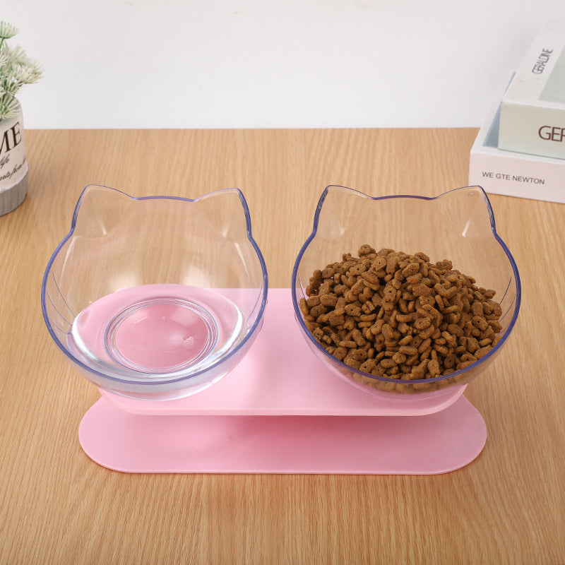 New Inclined Food Cat Ear Oblique Mouth Transparent Single Pet Bowl Image