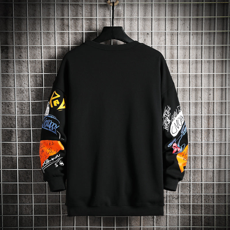 SingleRoad Mens Crewneck Sweatshirt Men Harajuku Oversized Japanese Streetwear Hip Hop Black Hoodie Men Sweatshirts Hoodies Image