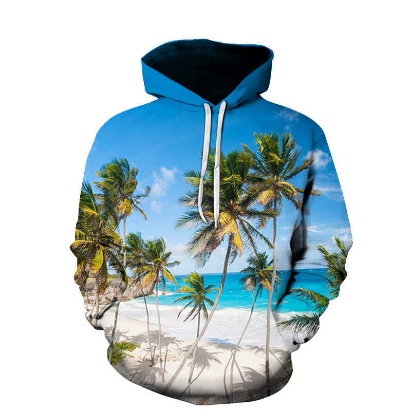 Beach Maple Leaf Couples Sport Sweaters Men And Women Casual Hoodies Image