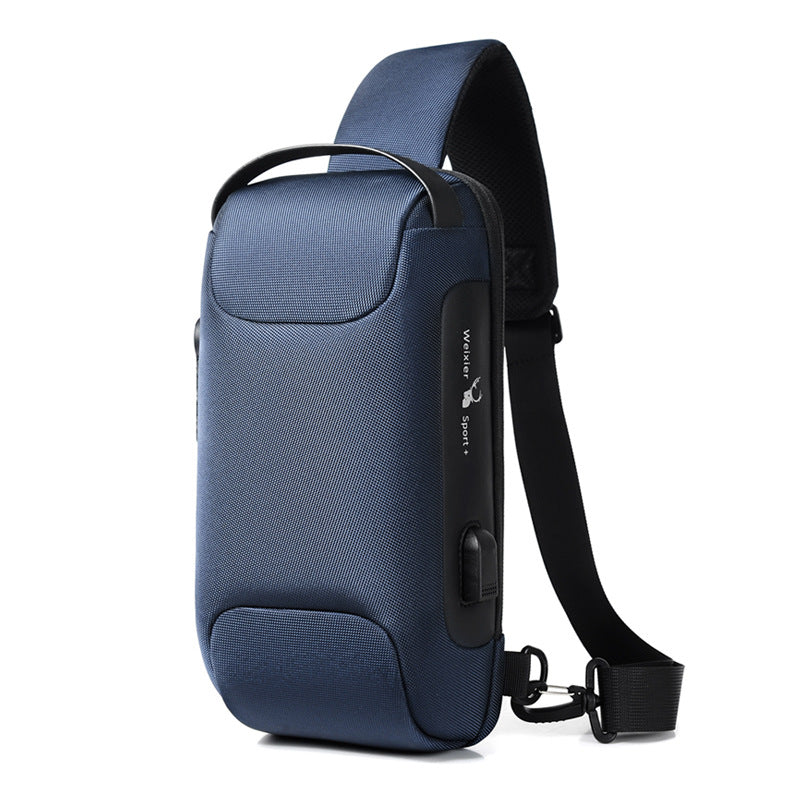 Waterproof USB Anti-theft Bag Men Oxford Crossbody Shoulder Bag Sling Multifunction Short Travel Messenger Chest Pack Image