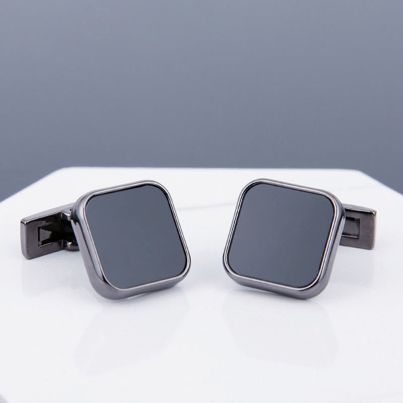 Mens Cufflinks Black Face Grey Copper Sleeve Stud Image