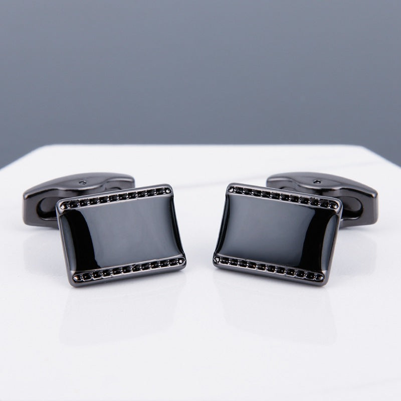 Mens Cufflinks Black Face Grey Copper Sleeve Stud Image