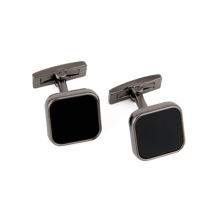 Mens Cufflinks Black Face Grey Copper Sleeve Stud Image