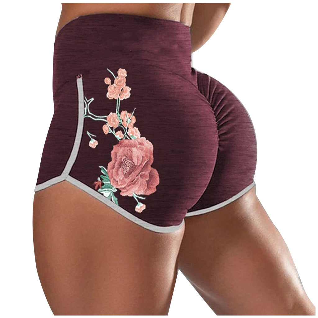 Women Female Push Up Gym Legging Running Floral Workout Shorts Scrunch Booty Gym Comfortable Pants Image