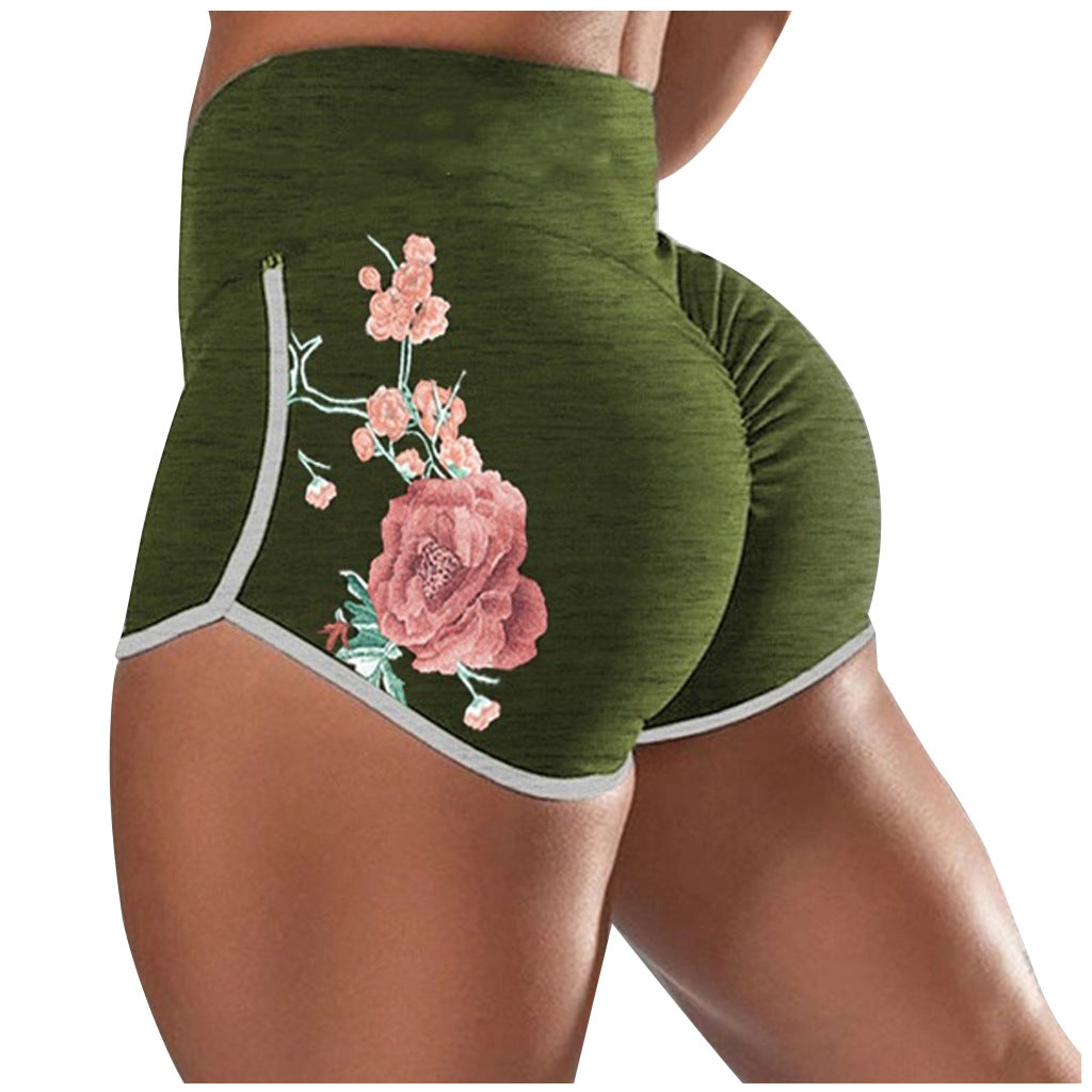 Women Female Push Up Gym Legging Running Floral Workout Shorts Scrunch Booty Gym Comfortable Pants Image