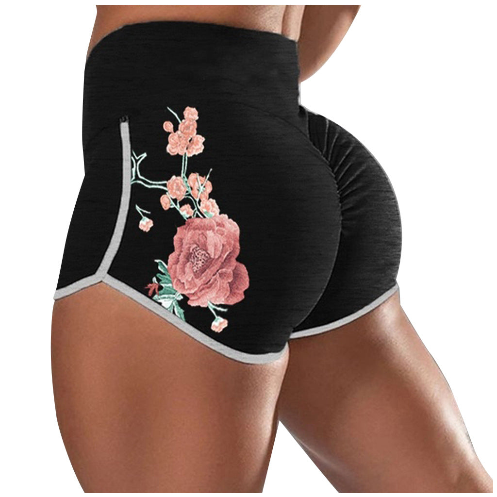 Women Female Push Up Gym Legging Running Floral Workout Shorts Scrunch Booty Gym Comfortable Pants Image