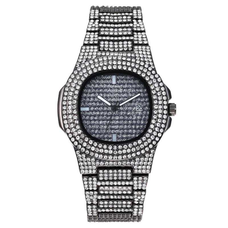 Mens Watches Luxury Brand Fashion Diamond Date Quartz Watch Image