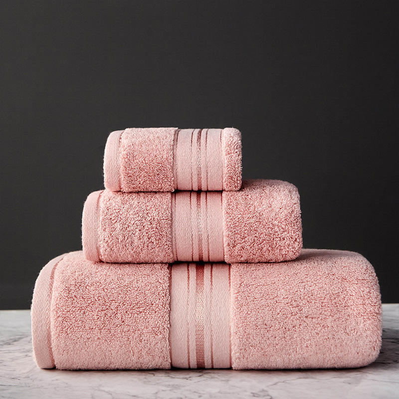 Pure Color Thick Cotton Bath Towel Set Towel Set Increased Pure Cotton Beach Towel Beauty Salon Bath Towel Image