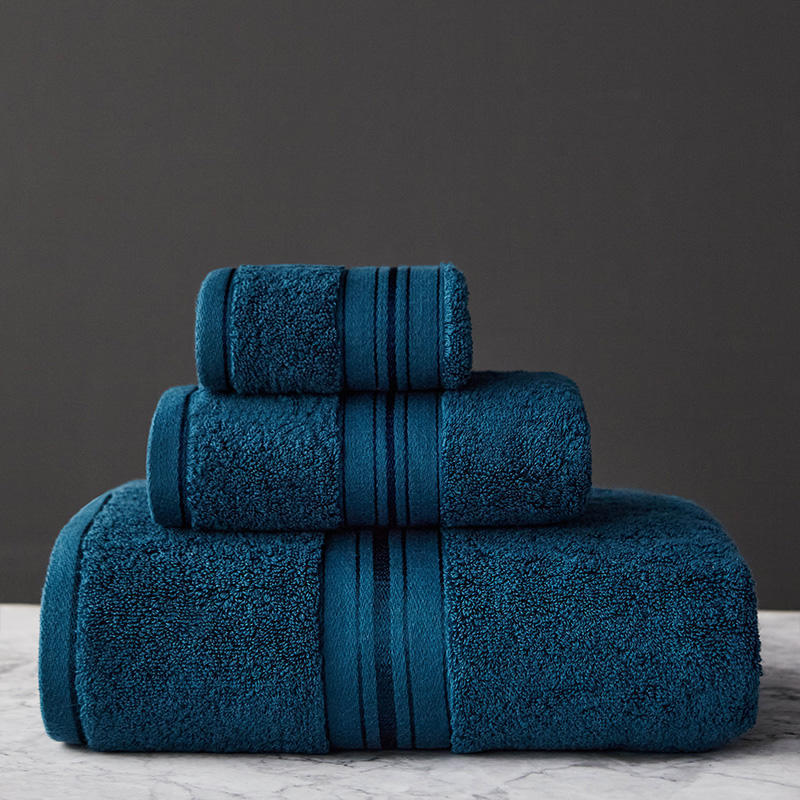 Pure Color Thick Cotton Bath Towel Set Towel Set Increased Pure Cotton Beach Towel Beauty Salon Bath Towel Image