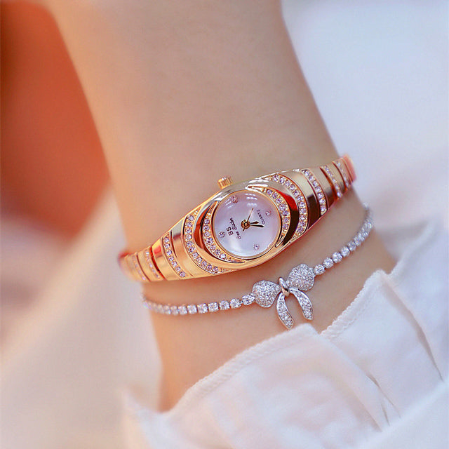 Ladies Gold Watch Diamond Wristwatch Female Fashion Bracelet Watches Women Full Diamond Watch Image