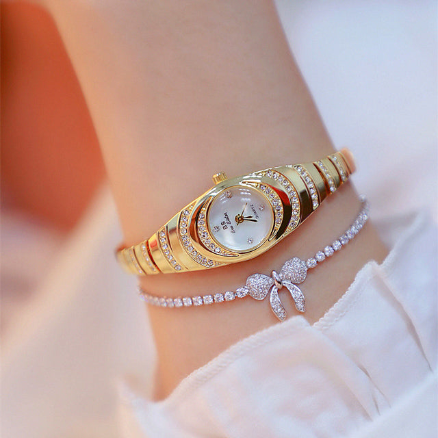 Ladies Gold Watch Diamond Wristwatch Female Fashion Bracelet Watches Women Full Diamond Watch Image