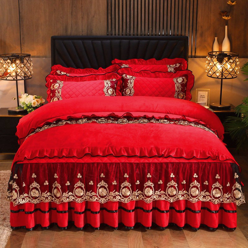 Lace Bedskirt Bedclothes Mattress Cover Bedspread Pillowcases Home Textiles Image