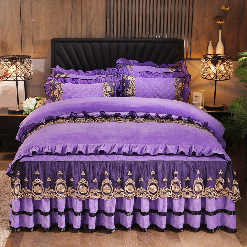 Lace Bedskirt Bedclothes Mattress Cover Bedspread Pillowcases Home Textiles Image