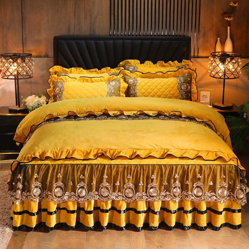 Lace Bedskirt Bedclothes Mattress Cover Bedspread Pillowcases Home Textiles Image