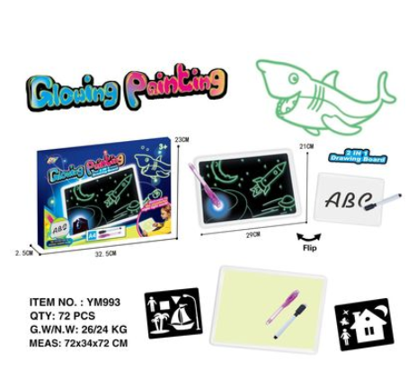 Educational Toy Drawing Pad 3D Magic 8 Light Effects Puzzle Board Sketchpad Image