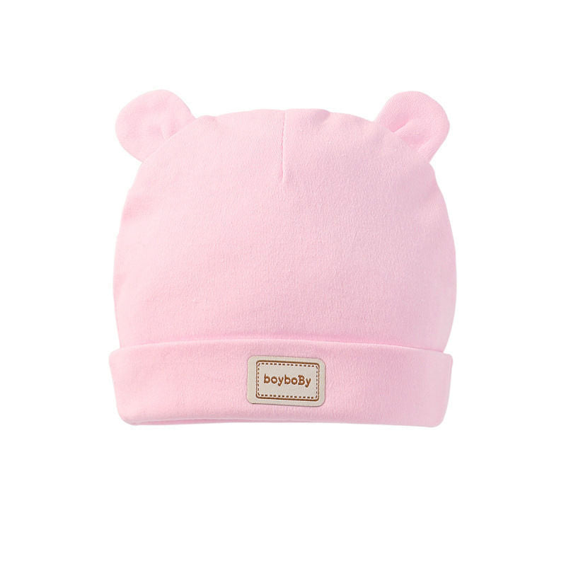 Cute Kids Hat Cap with Bibs Candy Solid Colors Boys Girls Baby Beanies Hats Cotton Born Baby Hat Image