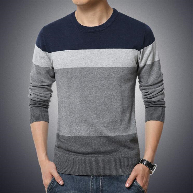 Winter Men's Round Neck Thicken Sweater Tide Student Simple Teen Plus Fat Large Size Men's Fat Man Knit Sweater Image