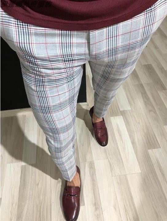 Plaid Pants Summer Nine-point Trousers For Men Image