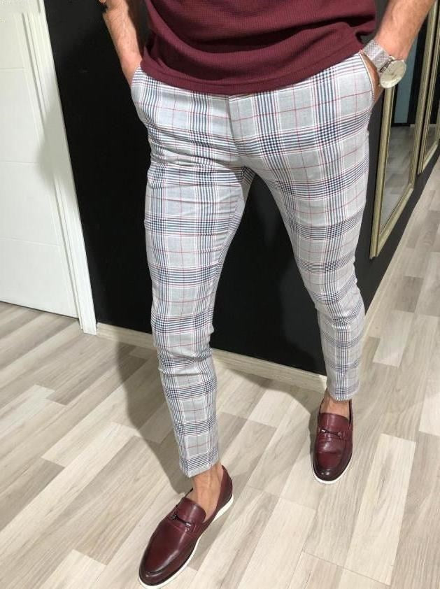 Plaid Pants Summer Nine-point Trousers For Men Image