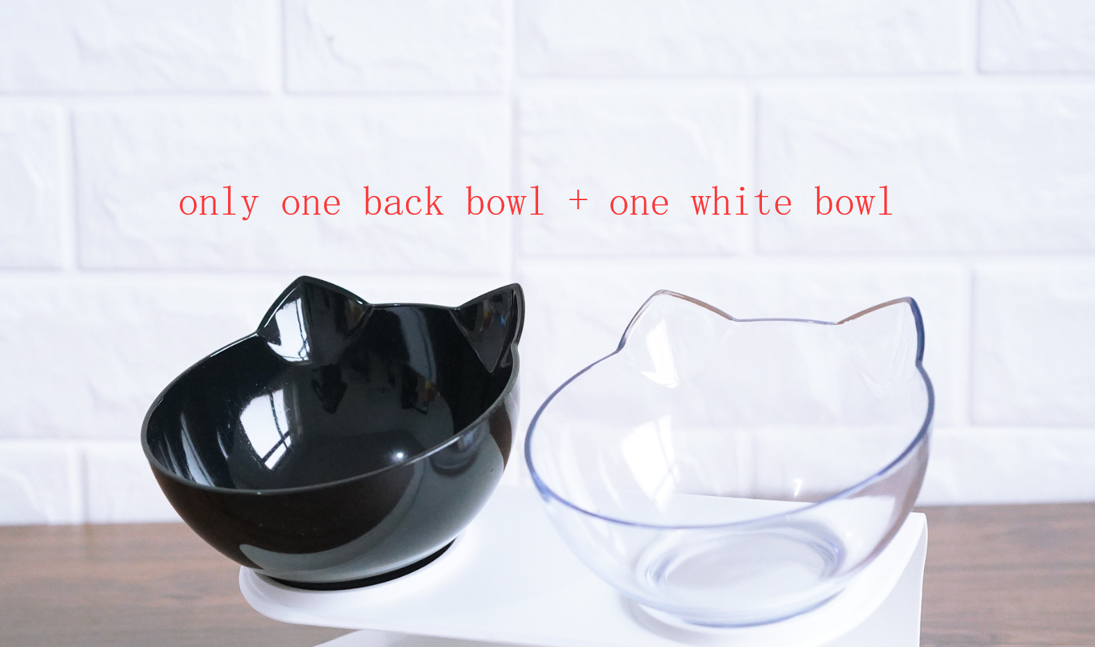 New Inclined Food Cat Ear Oblique Mouth Transparent Single Pet Bowl Image