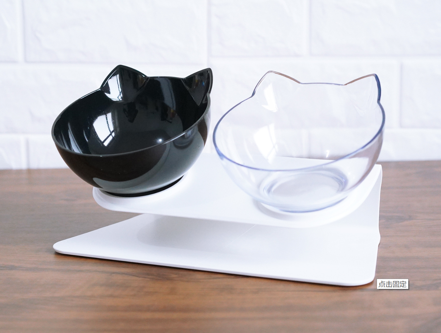 New Inclined Food Cat Ear Oblique Mouth Transparent Single Pet Bowl Image