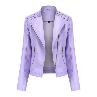 Women's Leather Jackets Women's Short Jackets Slim Thin Leather Jackets Ladies Motorcycle Suits Image