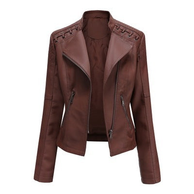 Women's Leather Jackets Women's Short Jackets Slim Thin Leather Jackets Ladies Motorcycle Suits Image