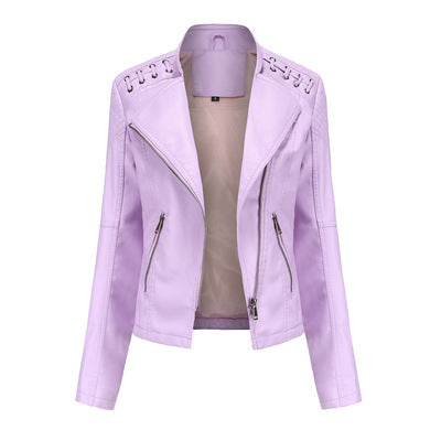 Women's Leather Jackets Women's Short Jackets Slim Thin Leather Jackets Ladies Motorcycle Suits Image