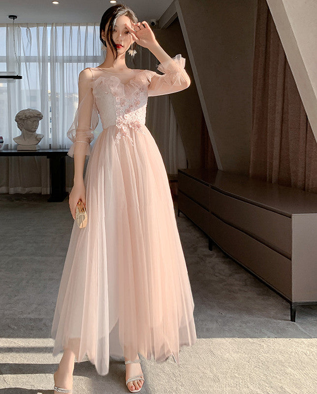 Pink Bridesmaid Dress New Summer Fairy Temperament Korean Wedding Sisters Dress Image